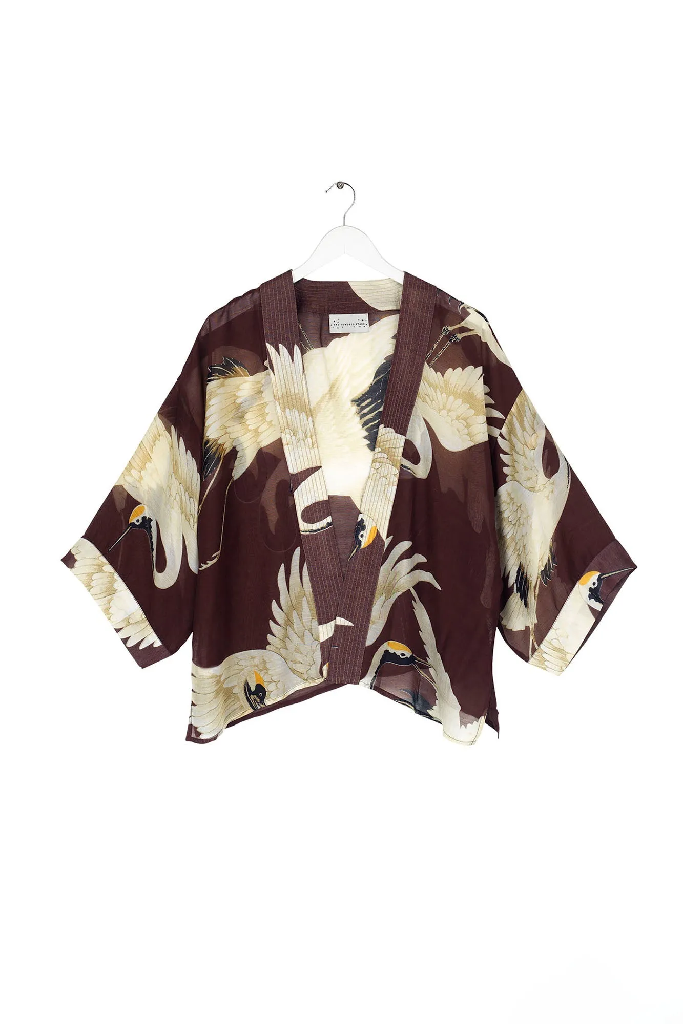 One Hundred Stars Stork Burgundy Kimono