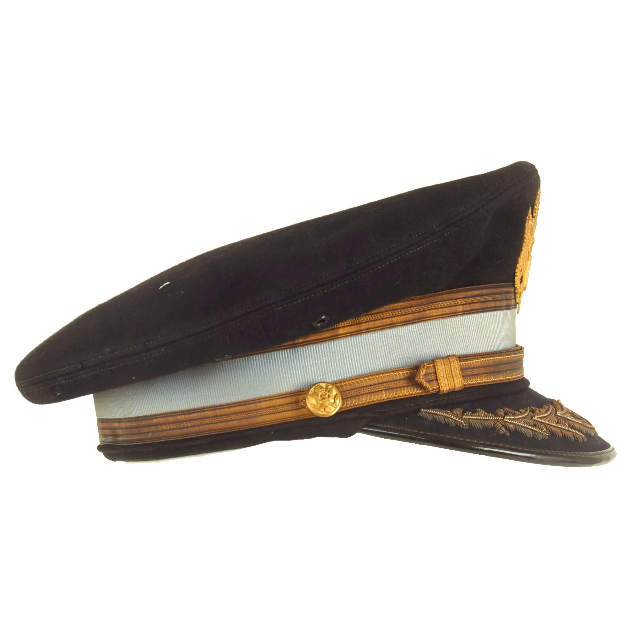 Original U.S. Pre Vietnam War Era Infantry and Artillery Officers’ Dress Blues Peaked VIsor - 2 Items