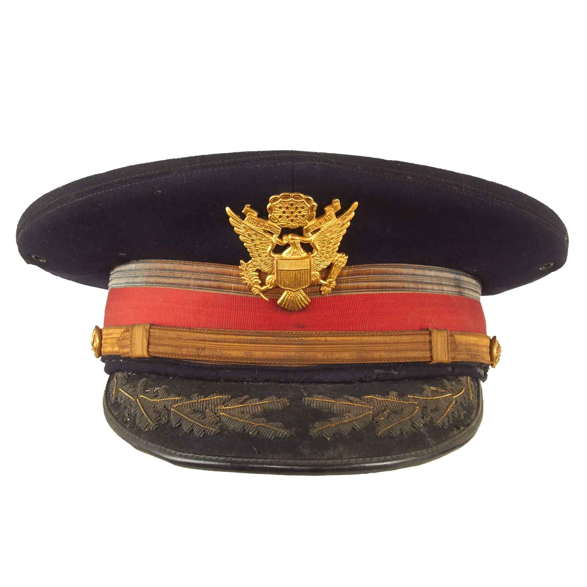 Original U.S. Pre Vietnam War Era Infantry and Artillery Officers’ Dress Blues Peaked VIsor - 2 Items