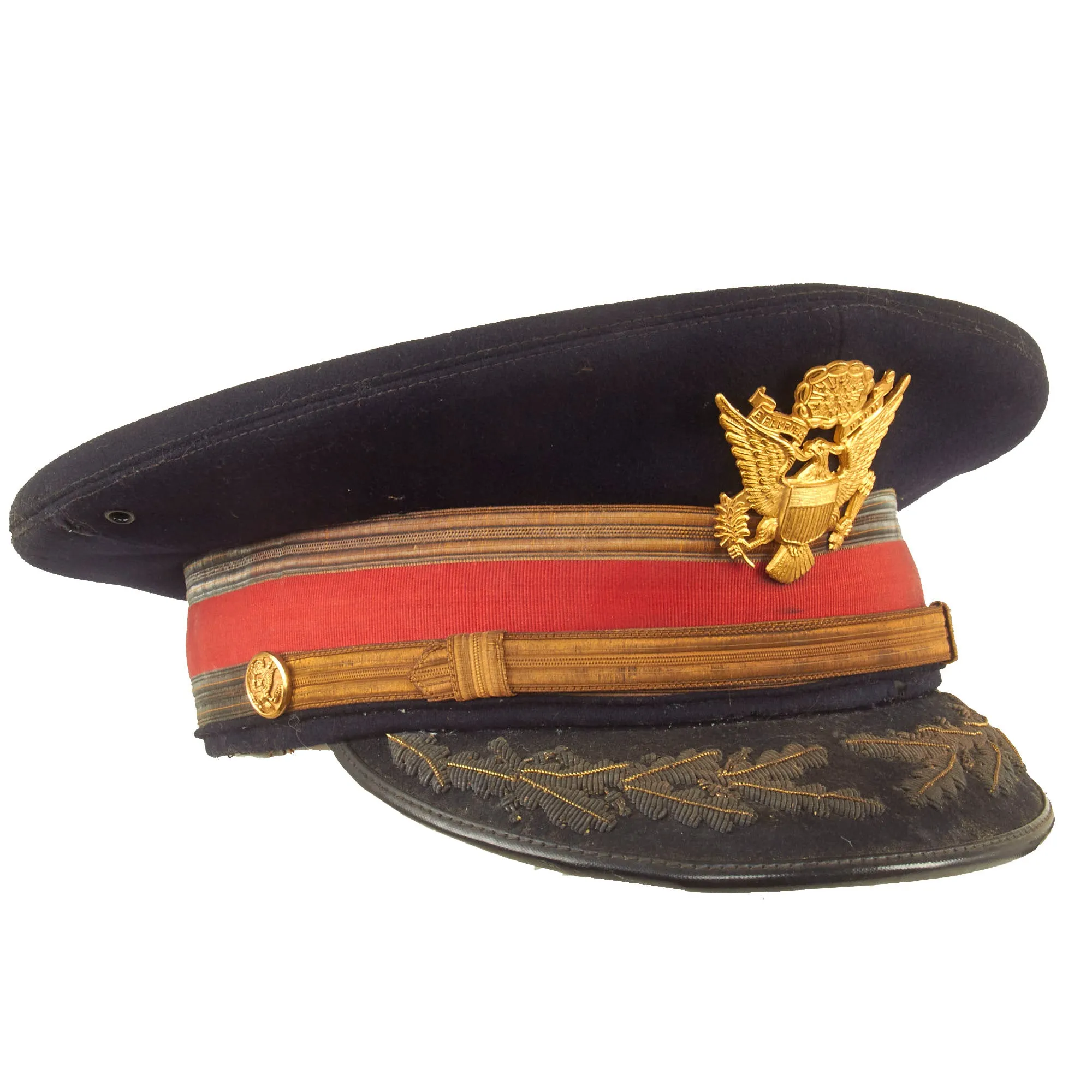 Original U.S. Pre Vietnam War Era Infantry and Artillery Officers’ Dress Blues Peaked VIsor - 2 Items