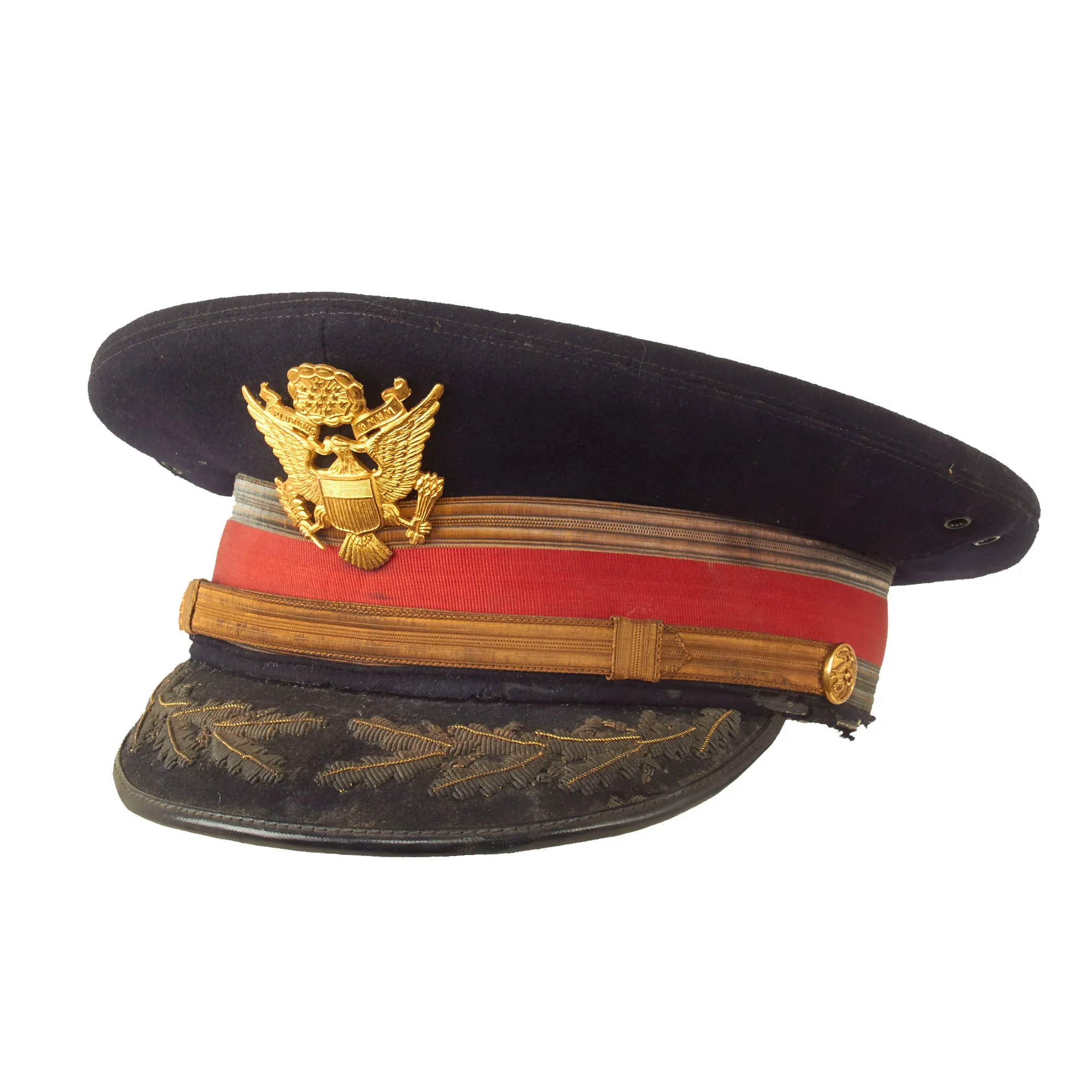 Original U.S. Pre Vietnam War Era Infantry and Artillery Officers’ Dress Blues Peaked VIsor - 2 Items