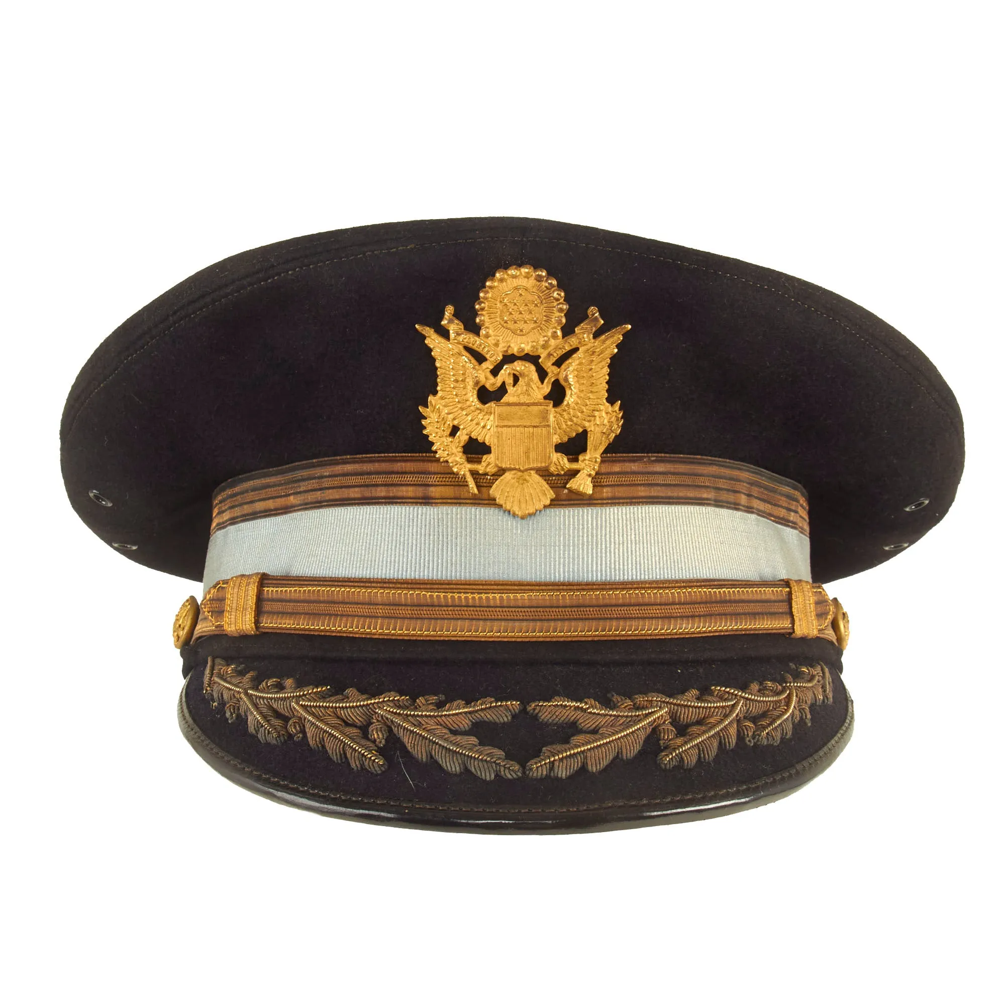 Original U.S. Pre Vietnam War Era Infantry and Artillery Officers’ Dress Blues Peaked VIsor - 2 Items