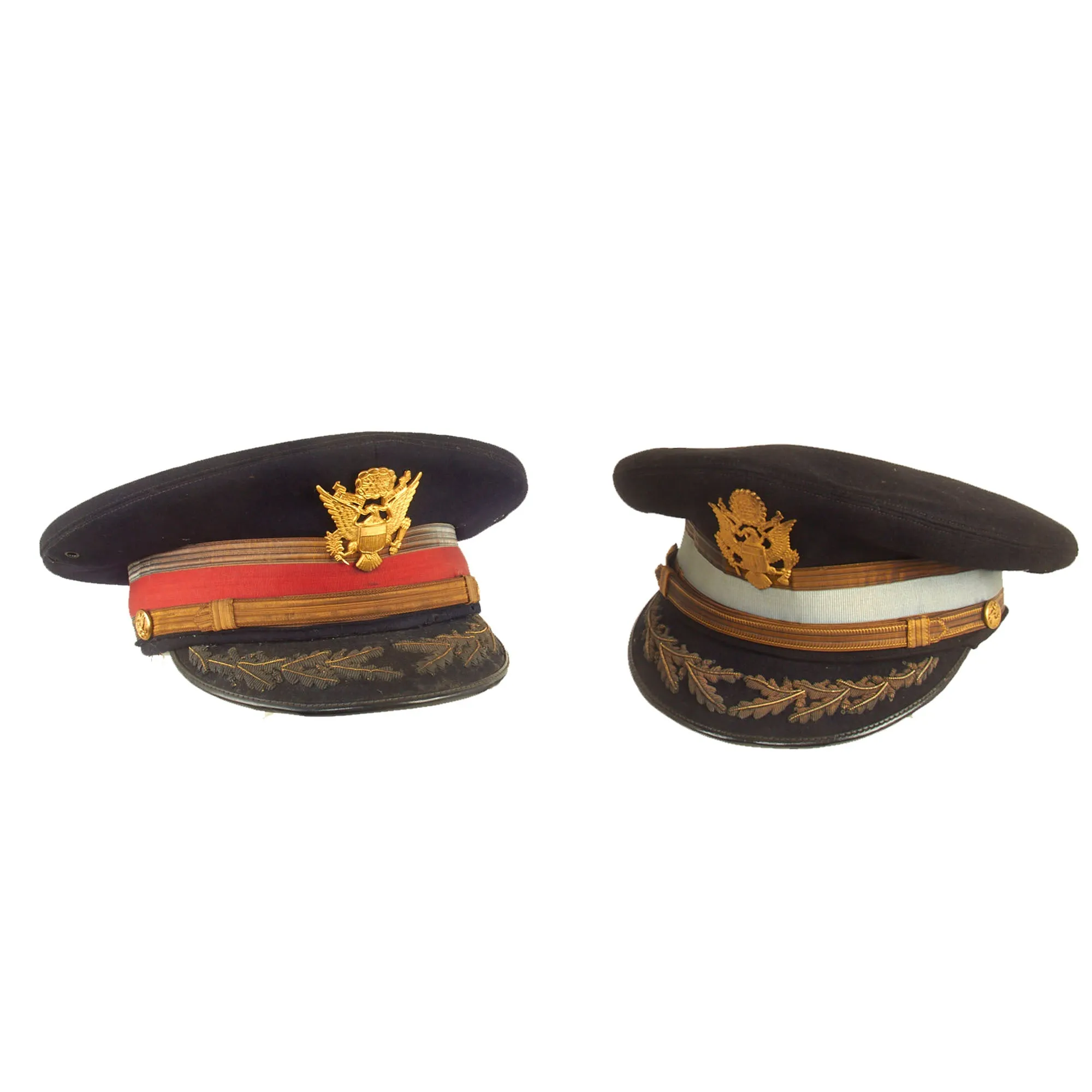 Original U.S. Pre Vietnam War Era Infantry and Artillery Officers’ Dress Blues Peaked VIsor - 2 Items