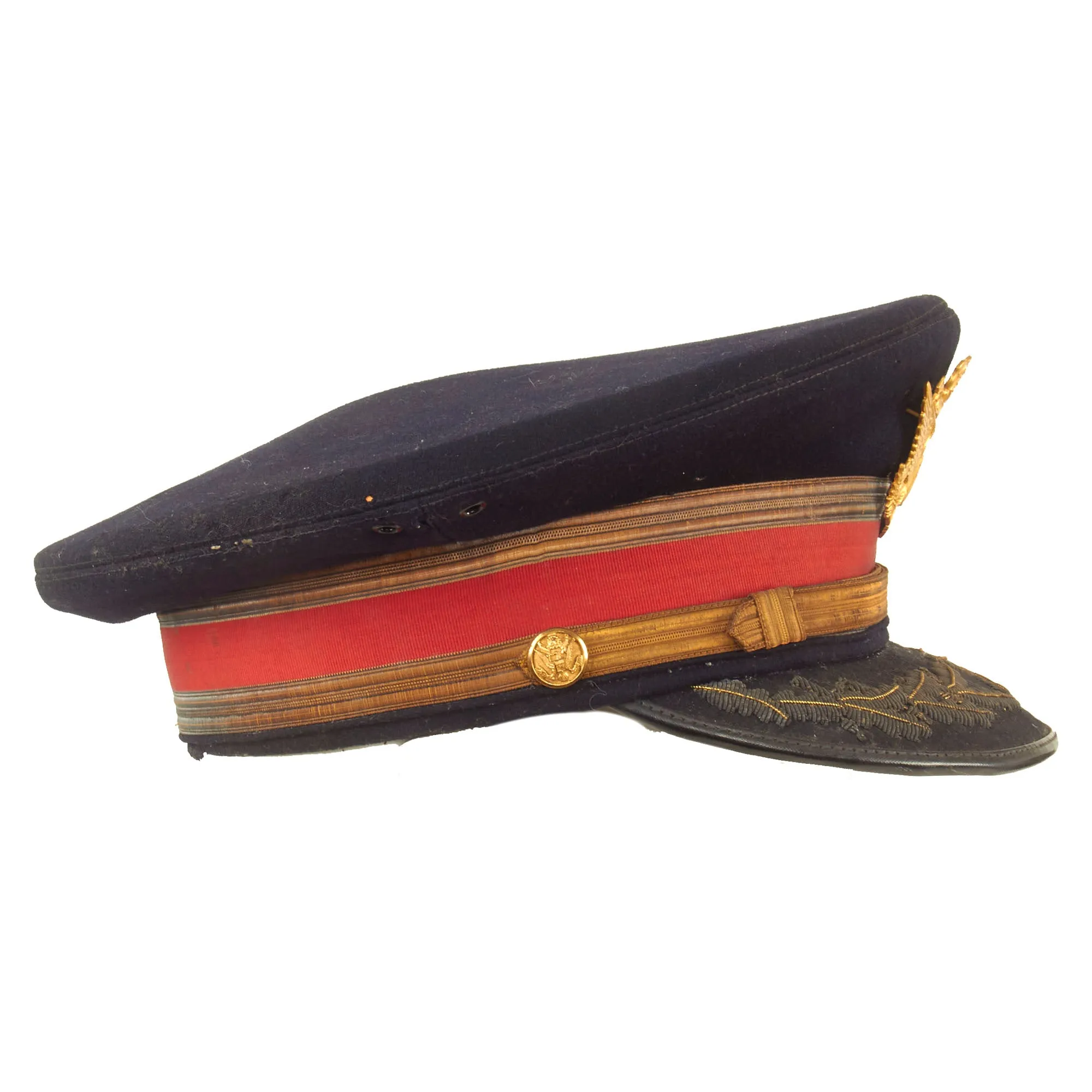 Original U.S. Pre Vietnam War Era Infantry and Artillery Officers’ Dress Blues Peaked VIsor - 2 Items