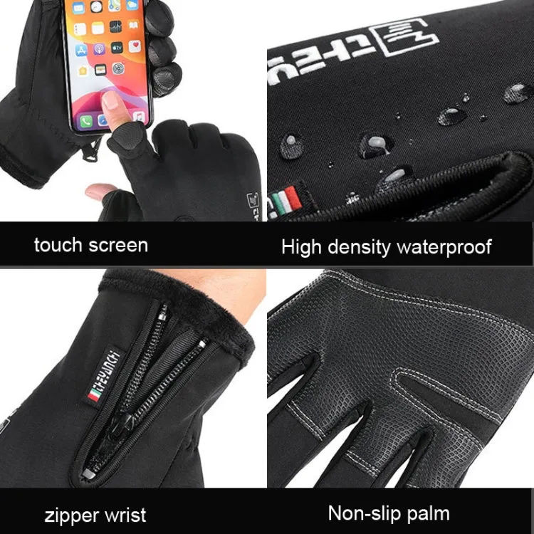 Outdoor Sports Riding Warm Gloves Touch Screen Fingerless Fishing Gloves, Size: L(Black)