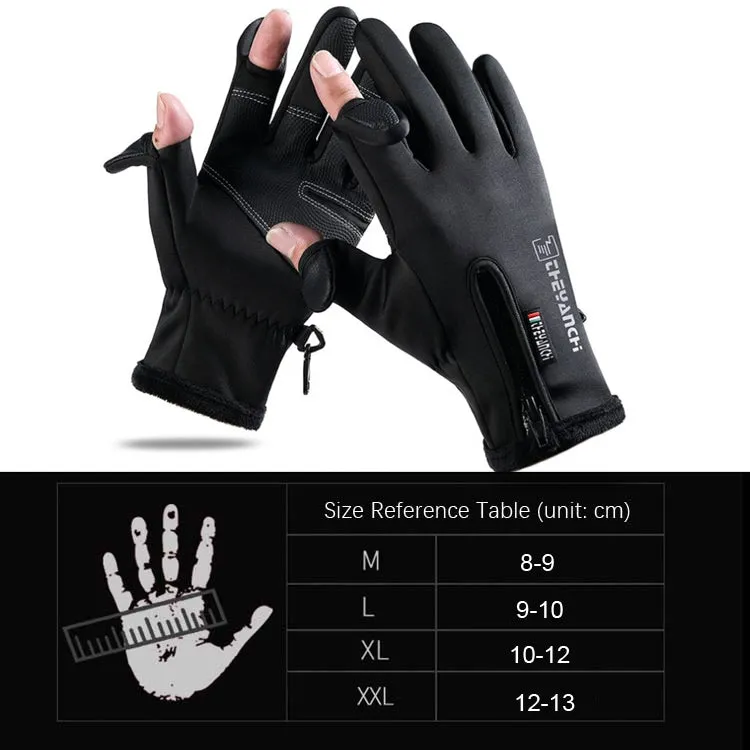 Outdoor Sports Riding Warm Gloves Touch Screen Fingerless Fishing Gloves, Size: L(Black)