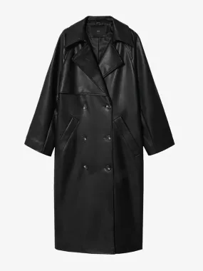 Oversize leather-effect trench coat