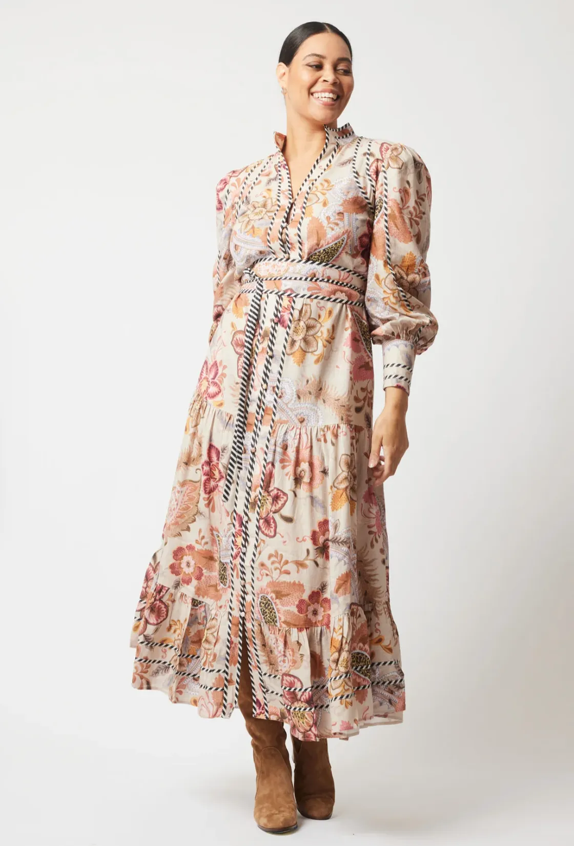 OW41708ARF VEGA LINEN VISCOSE DRESS - ARIES FLORAL