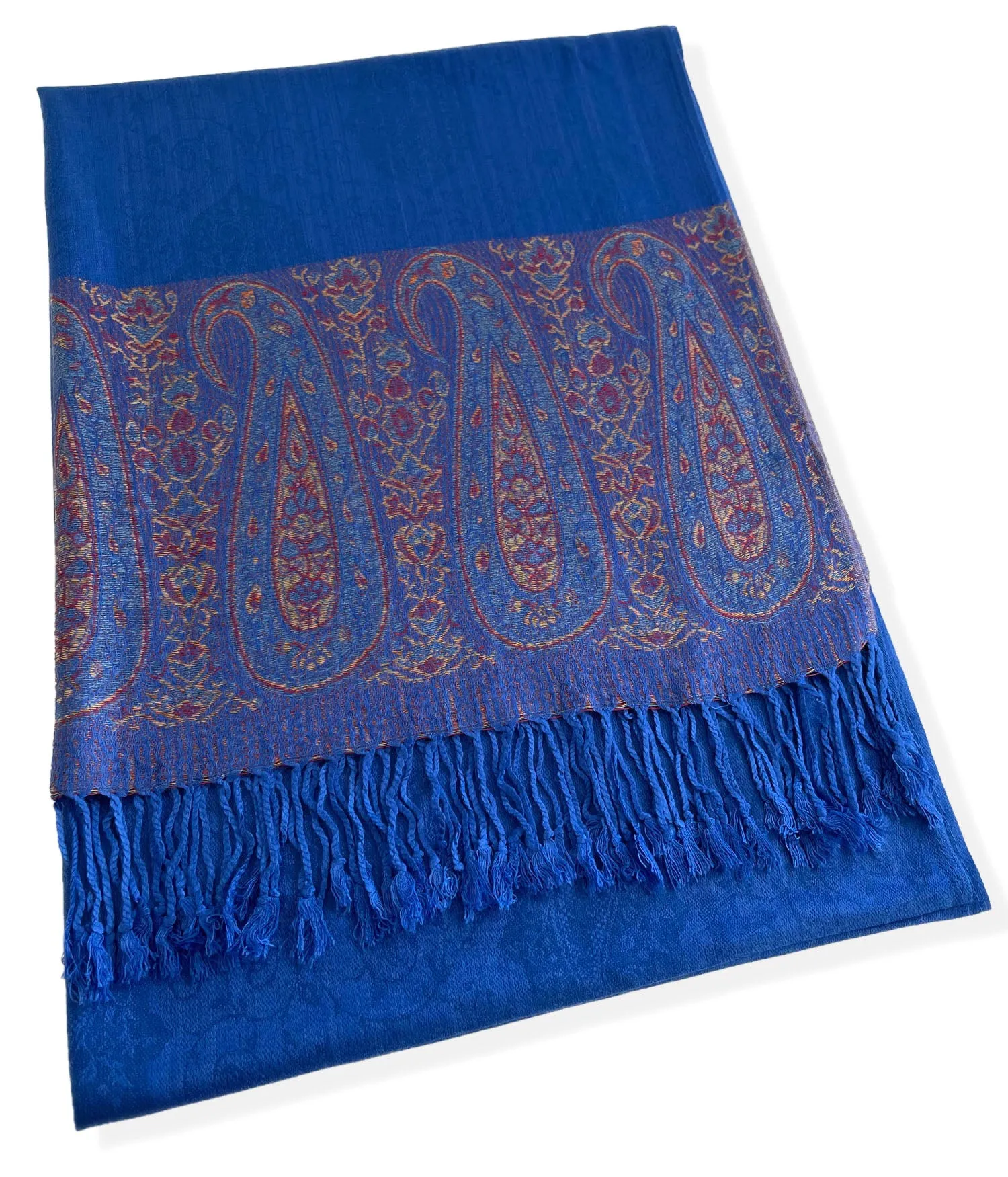 PAISLEY PRINT ROYAL BLUE LIGHTWEIGHT PASHMINA SHAWL SCARF