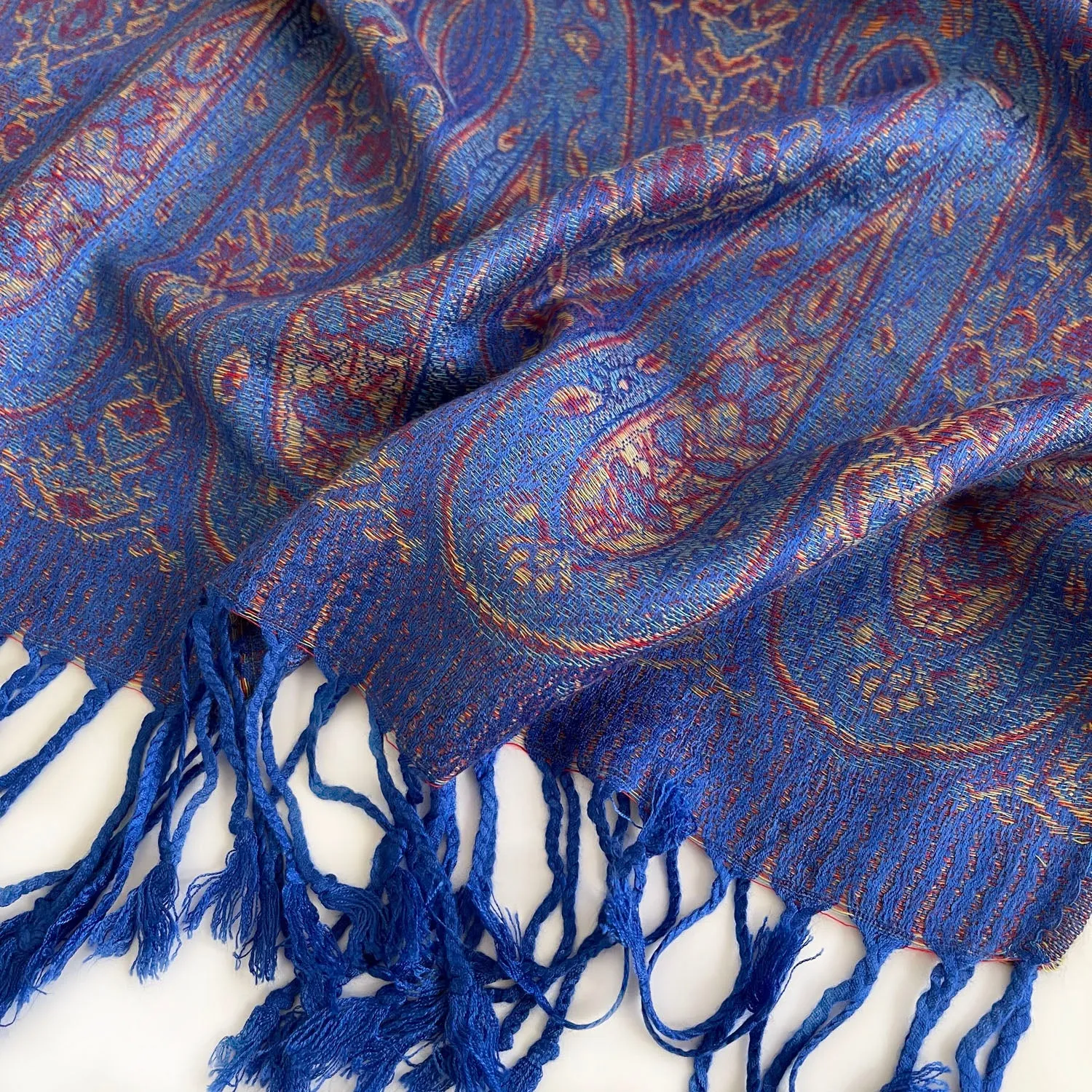 PAISLEY PRINT ROYAL BLUE LIGHTWEIGHT PASHMINA SHAWL SCARF