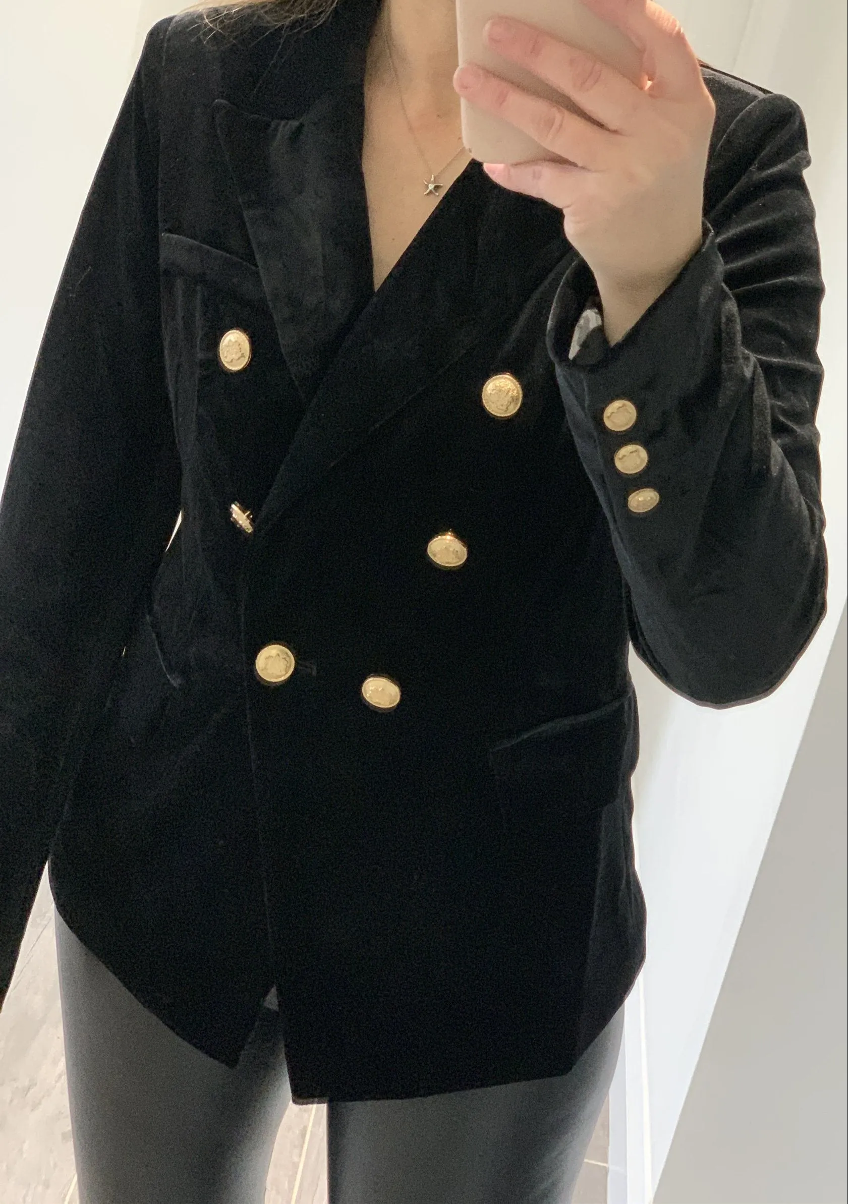 Penny Velvet Blazer | Black