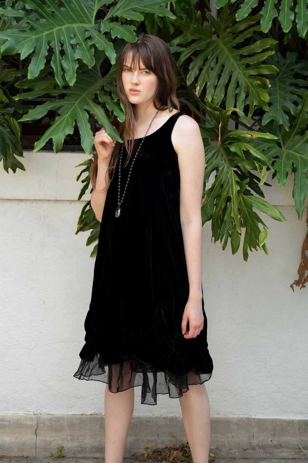 Petal Slip Dress Short in Velvet