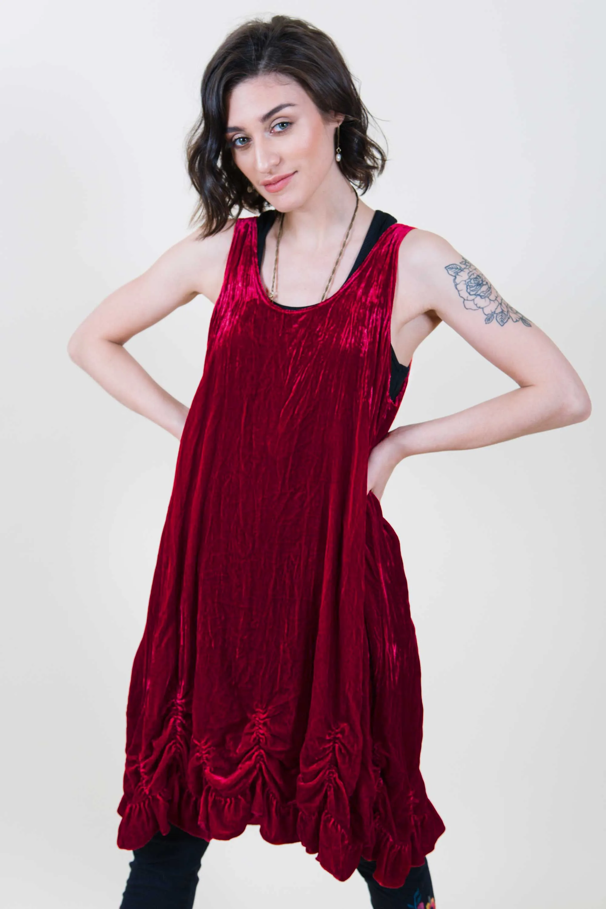 Petal Slip Dress Short in Velvet