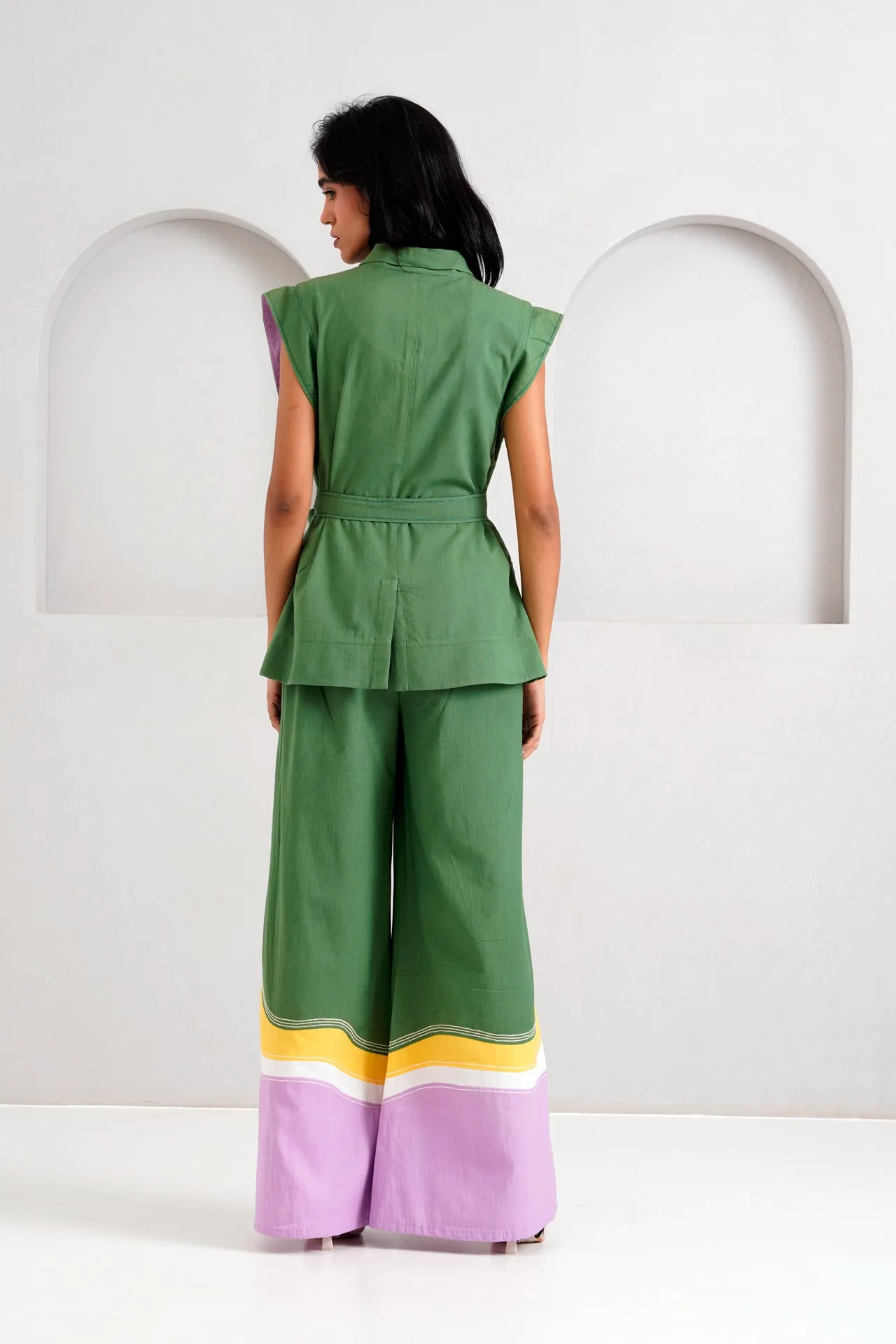 Pine Green Berlin - Retro Vest   Flared Pants