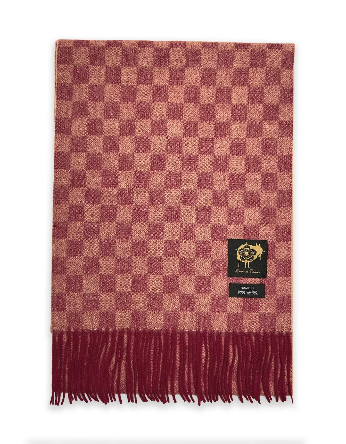 Pink Checkerboard Wool Scarf