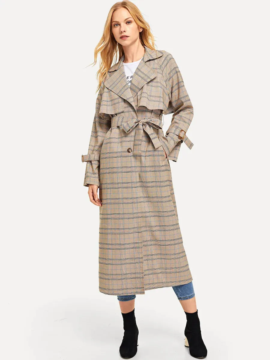 Plaid Trench Coat