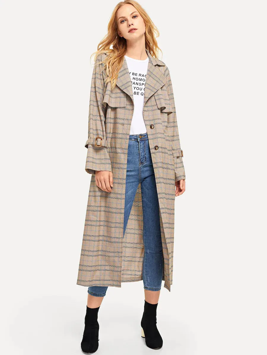 Plaid Trench Coat