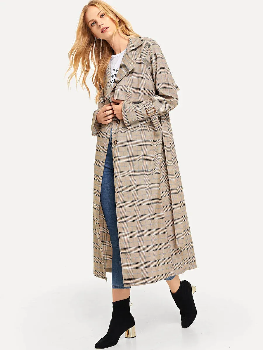 Plaid Trench Coat