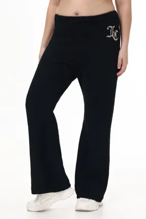 Plus-Size Metallic Eyelash Flared Pant