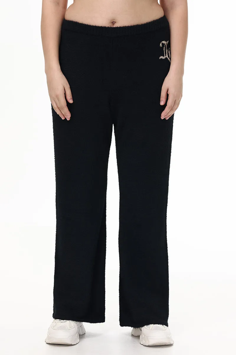 Plus-Size Metallic Eyelash Flared Pant