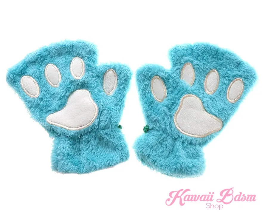 Plush Paw Fingerless Gloves