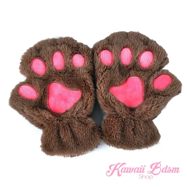 Plush Paw Fingerless Gloves