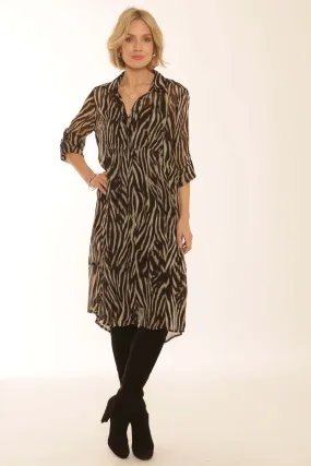 Pomodoro Clothing Blurred Zebra High Low Overshirt/ Dress 72360