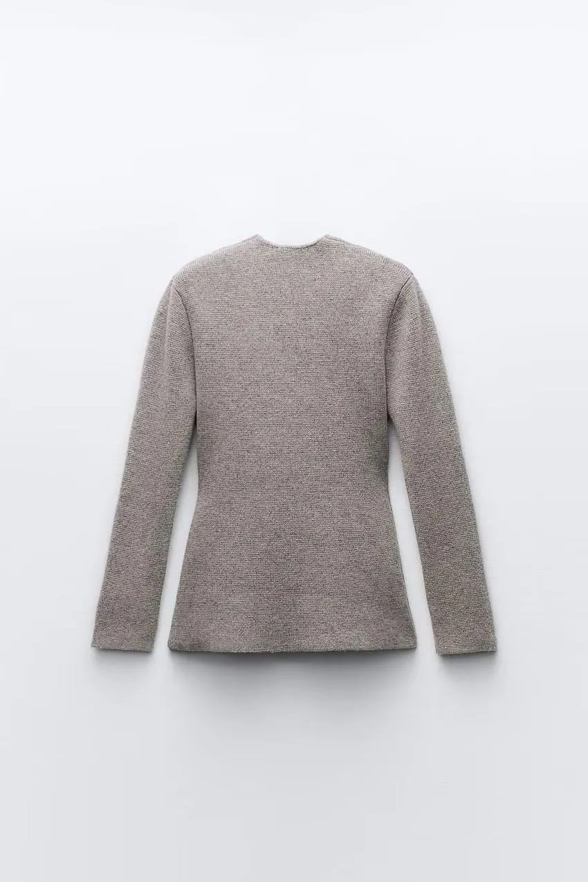 Pre Order:  One Button V-neck Wool Knit Sweater Jacket