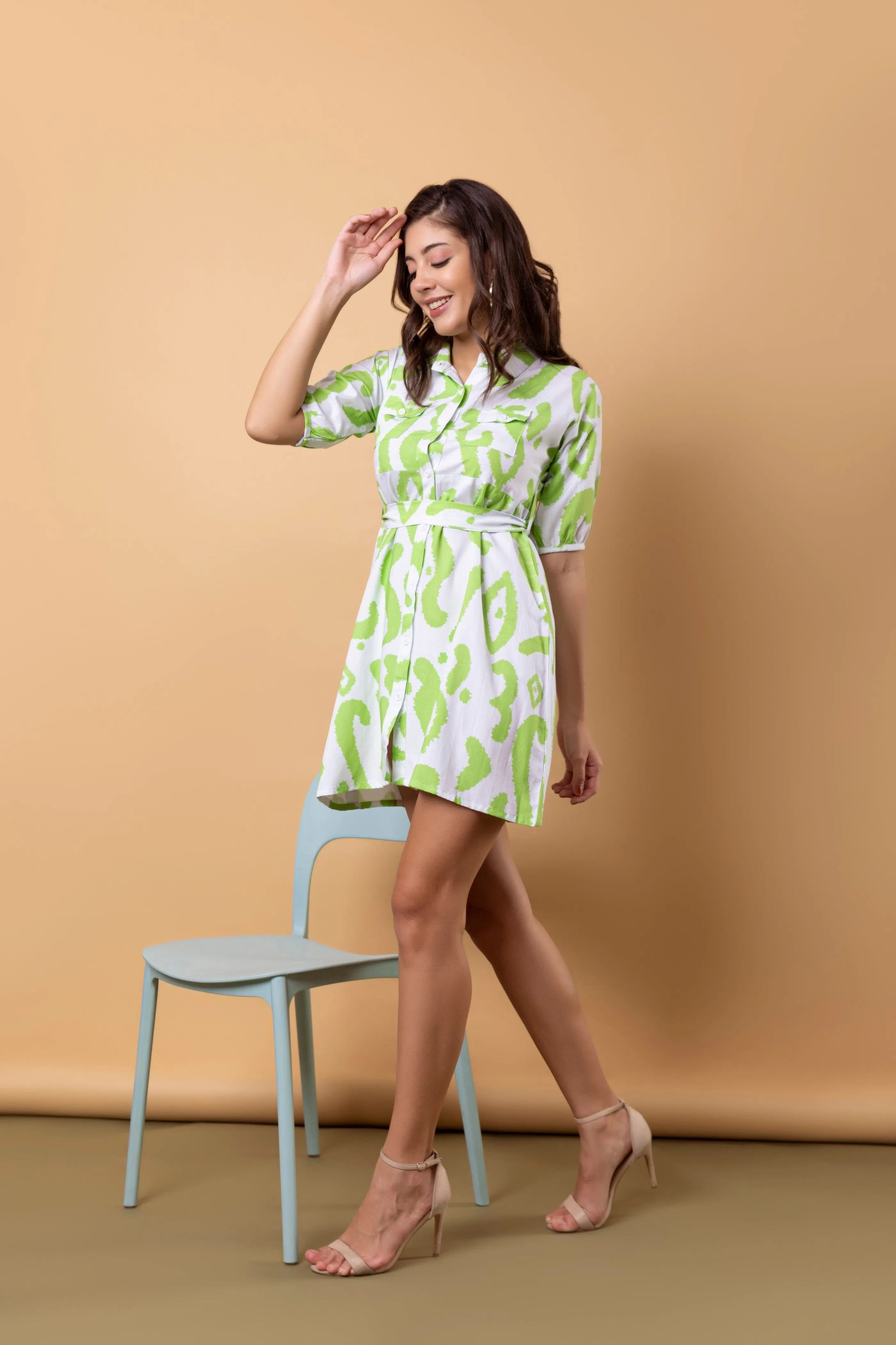 Printed Party Women's Mini Shirt Dress