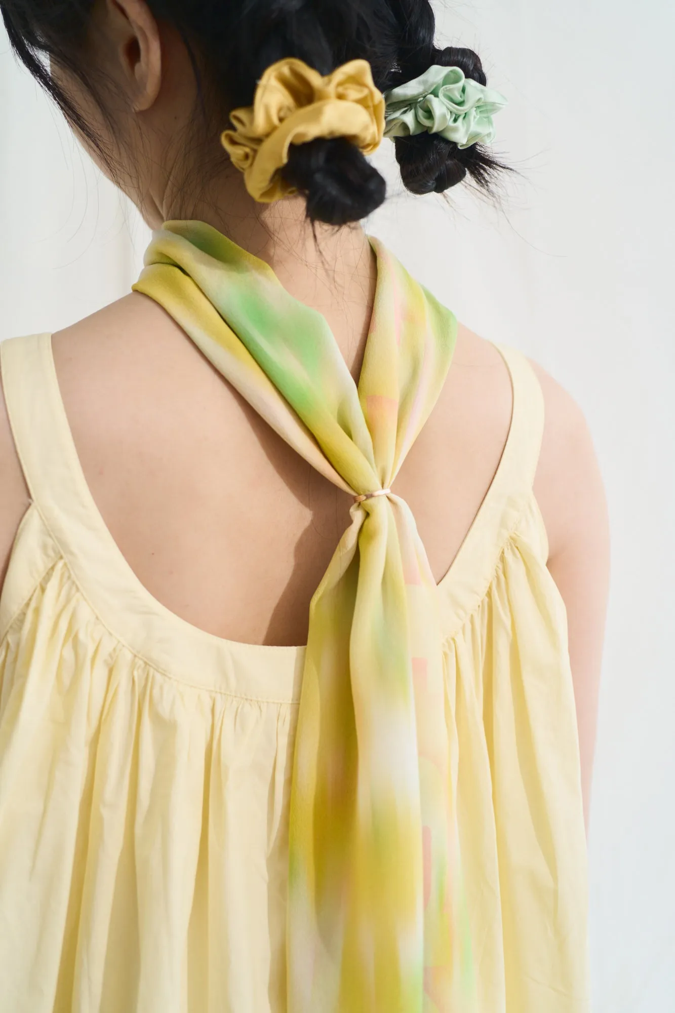 "Day Dream" Silk Long Scarf - Yellow