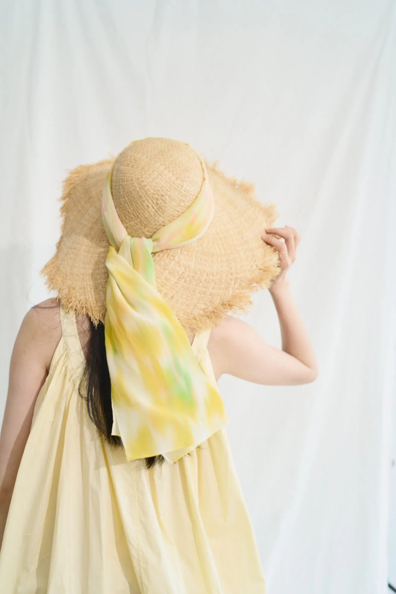 "Day Dream" Silk Long Scarf - Yellow