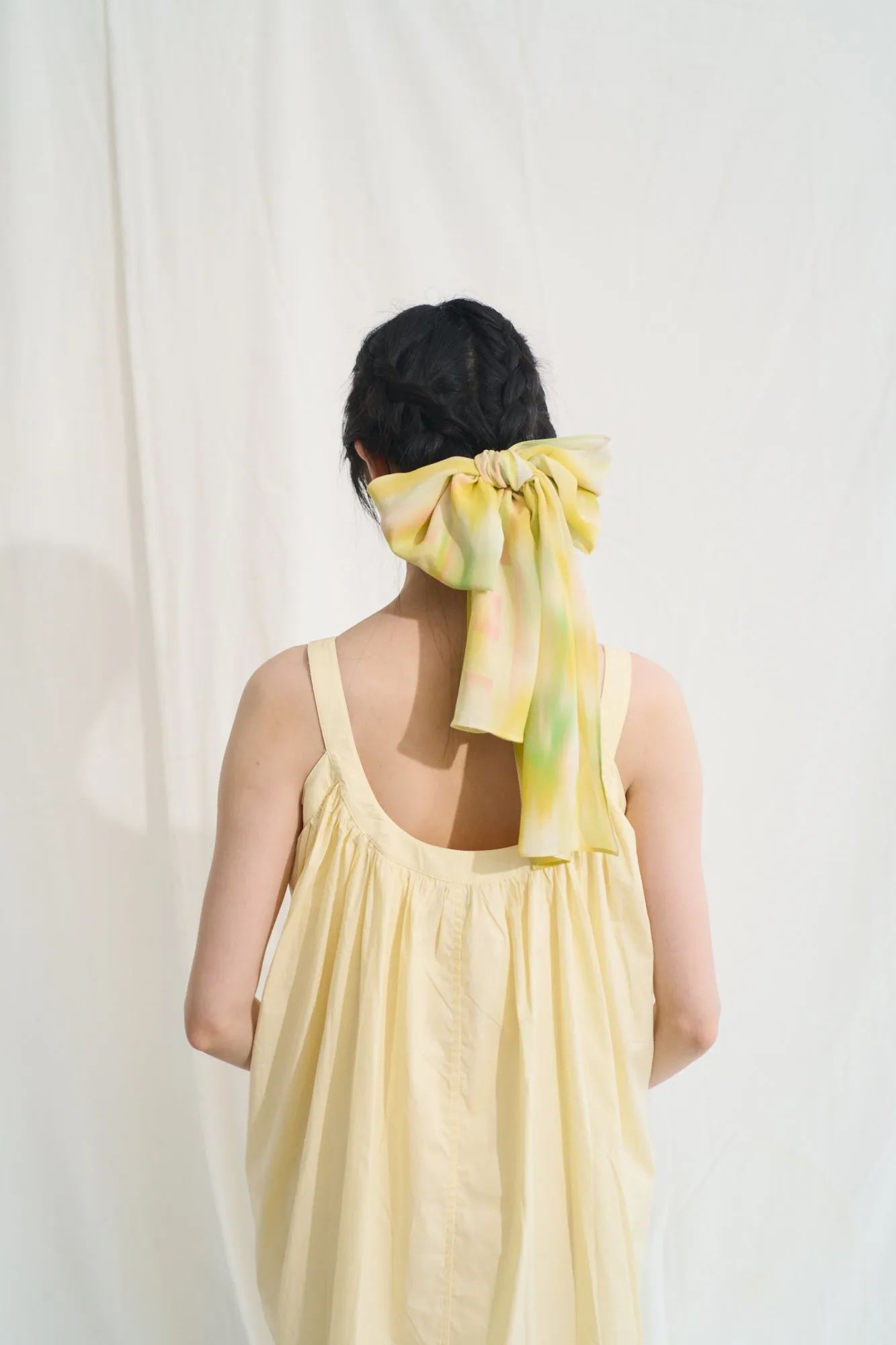 "Day Dream" Silk Long Scarf - Yellow