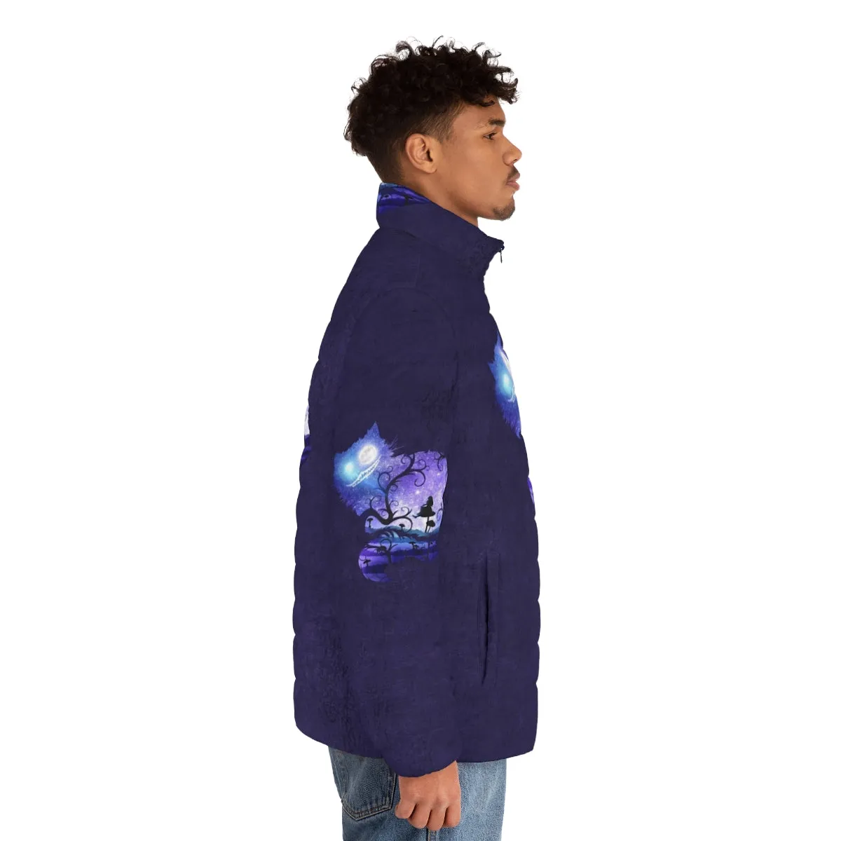 "Enchanting 'We Are All Mad Here' Puffer Jacket for Dreamers and Adventurers