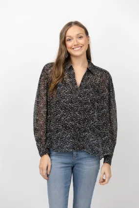 Rag & Bone Emmy Silk Top in Black Multi