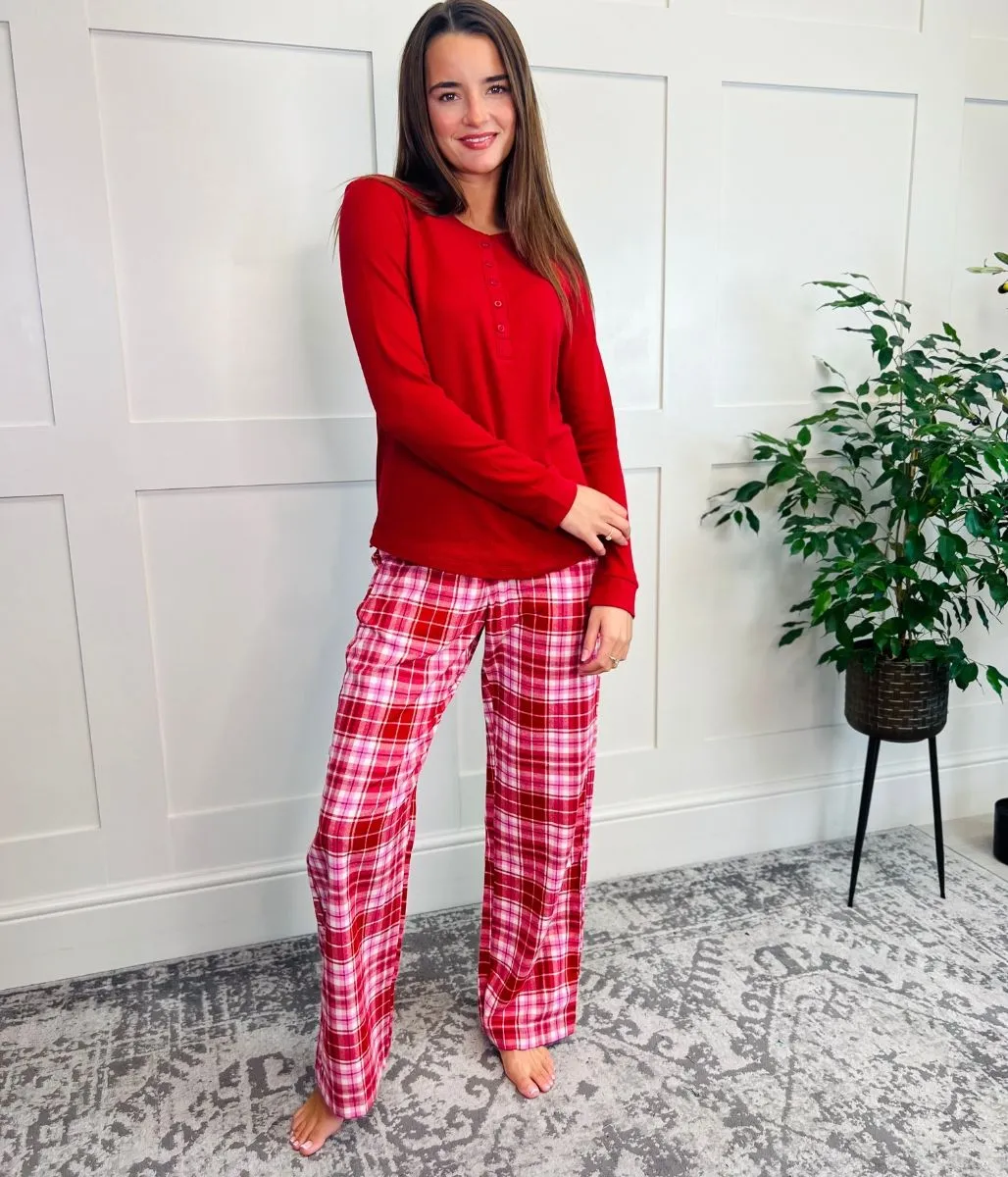 Red Checked Flannel Pyjamas Set