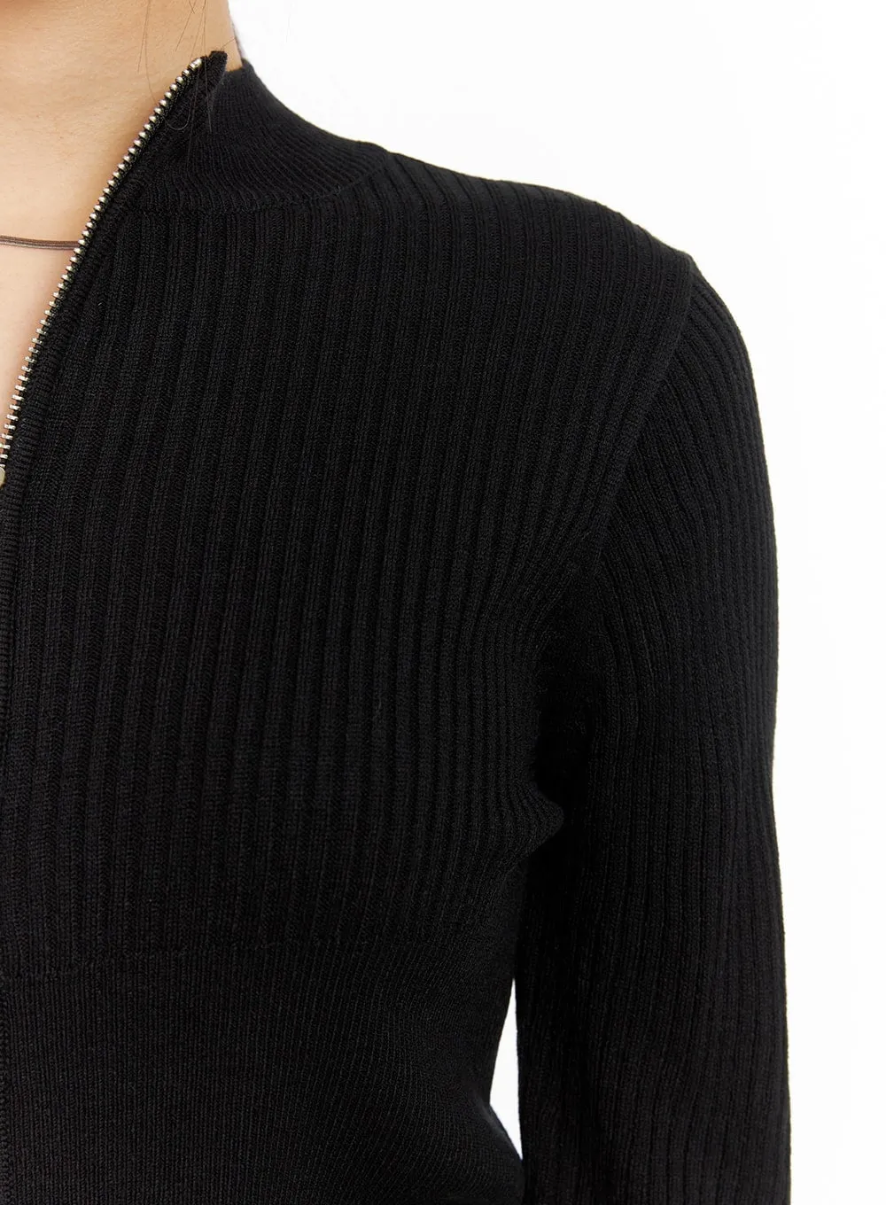 Ribbed Zip-Up Sweater CA409