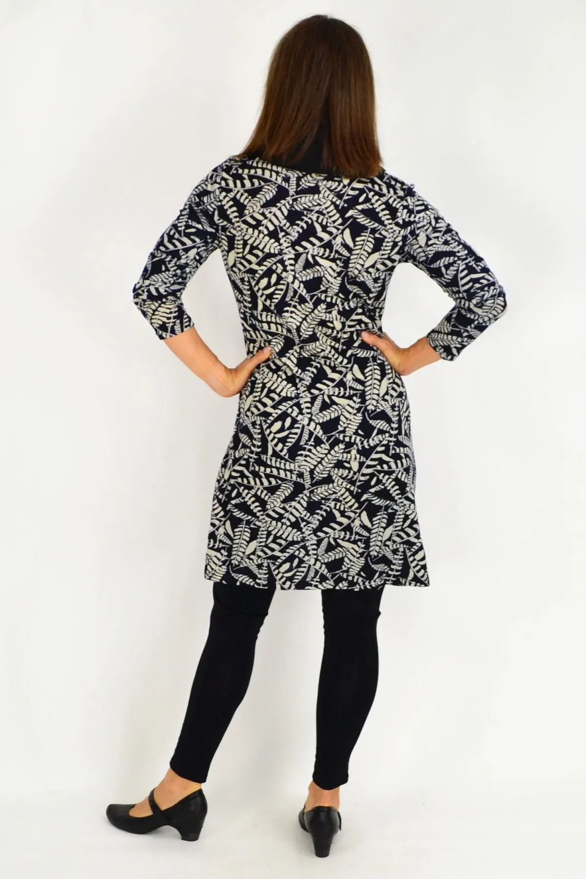 Roll Neck Leaf Winter Tunic Dress