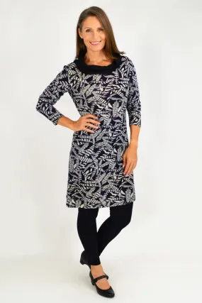 Roll Neck Leaf Winter Tunic Dress