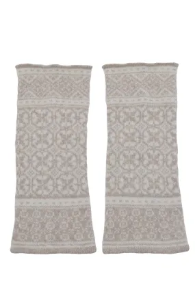 Rubislaw Fair isle wrist warmer fingerless gloves - Beige