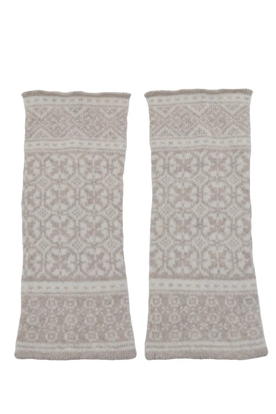 Rubislaw Fair isle wrist warmer fingerless gloves - Beige