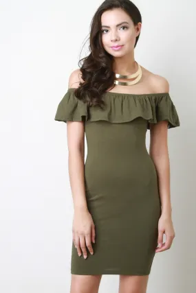 Ruffle Off the Shoulder Bodycon Dress