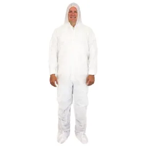 Safety Zone® White Flood Restoration Disposable Coveralls (L - 5XL Sizes Available) - Case of 25