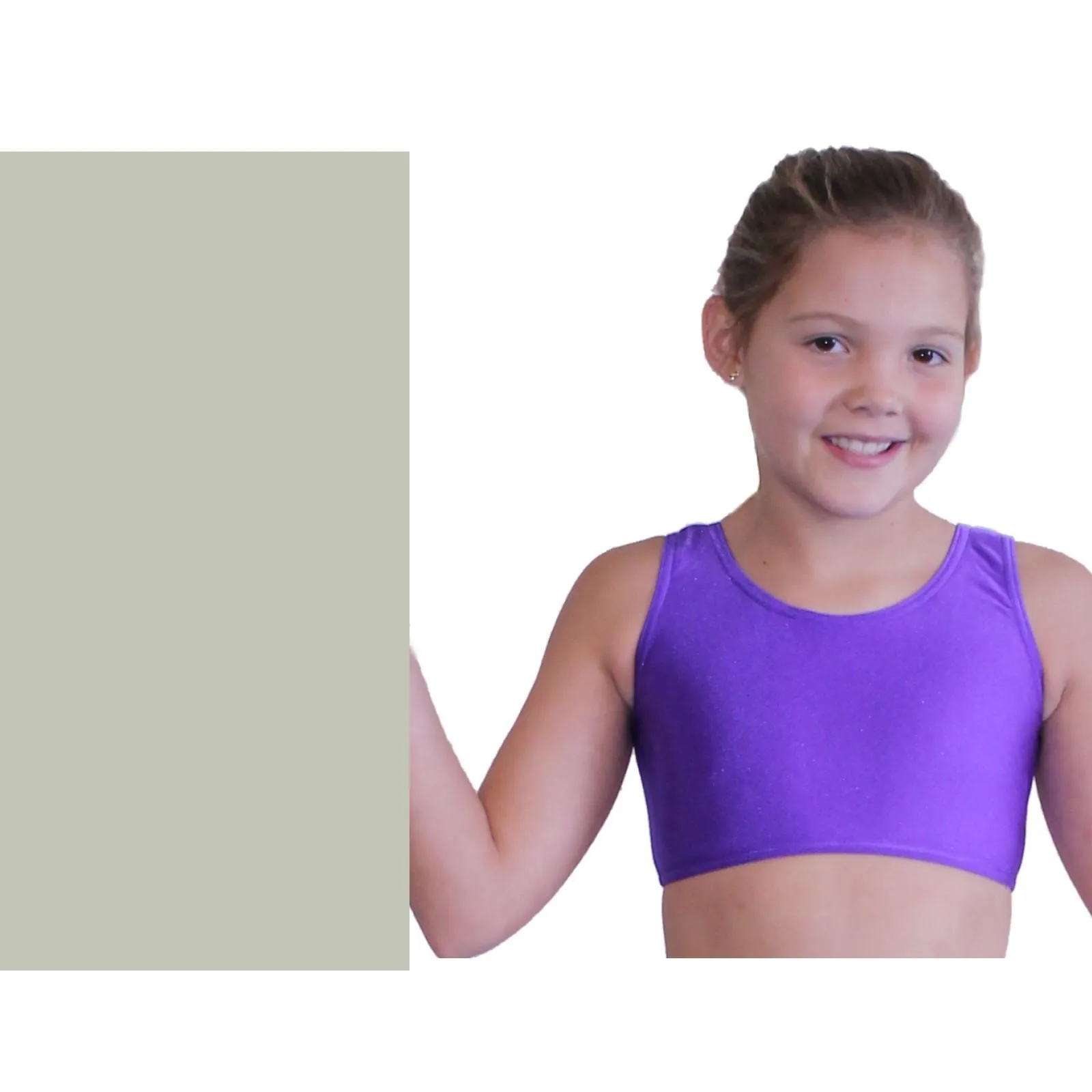 SALE - SUZI - LYCRA SLEEVELESS CROP TOP - SILVER - 2 (Age 8-10)