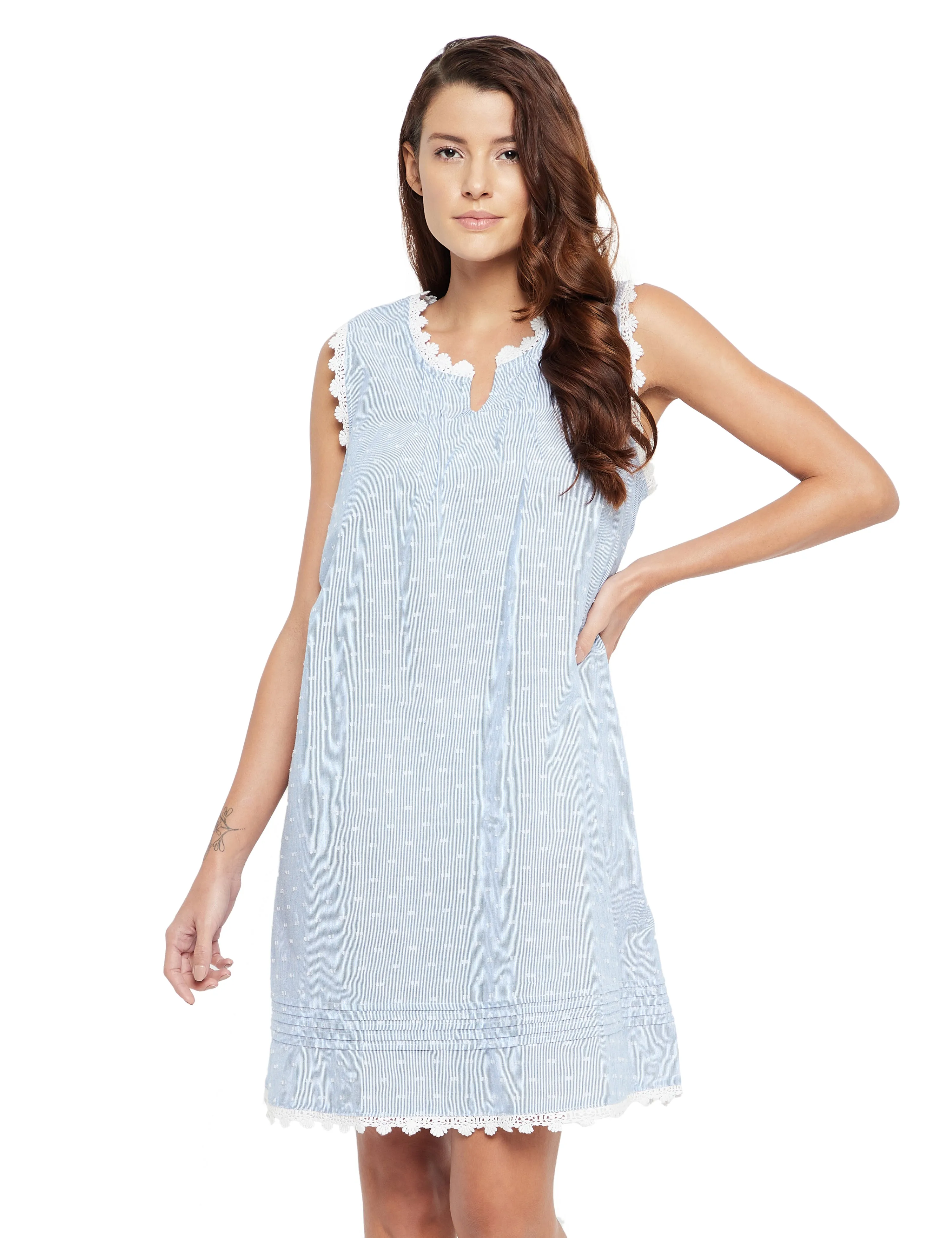 Sarah Embroidered Sleeveless Slip Dress