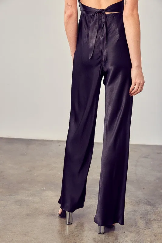 SARAH SATIN FLARED PANTS