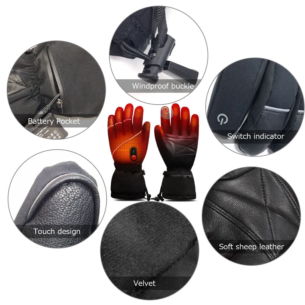 Savior Thick Heated Leather Gloves | Leather Hand Warming Gloves