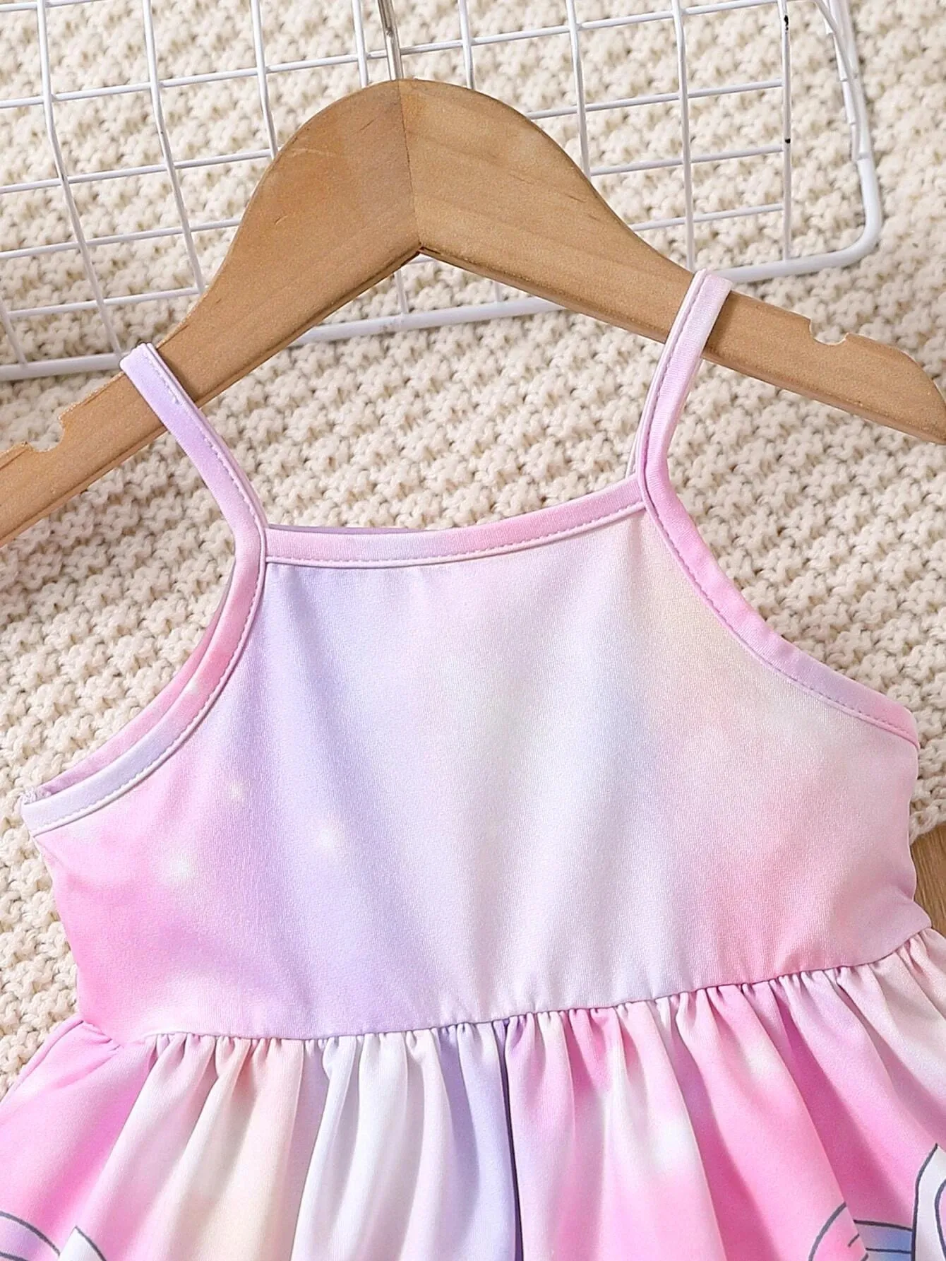 SHEIN Baby Unicorn Print Tie Dye Cami Dress