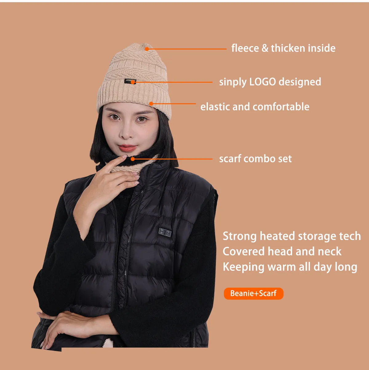 Sidiou Group Fashion Winter Knitted Hat and Scarf Set For Unisex Knitted Beanie Hat Fleece Lining Outdoor Ski Windproof Earflap Cap Scarves