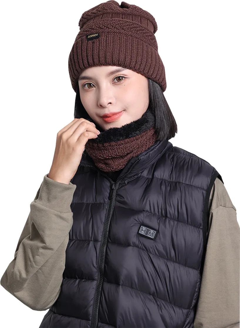 Sidiou Group Fashion Winter Knitted Hat and Scarf Set For Unisex Knitted Beanie Hat Fleece Lining Outdoor Ski Windproof Earflap Cap Scarves