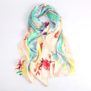 Silk Scarf Collections|Blossom Range|Feather Design|Golden|Long Silk Scarf